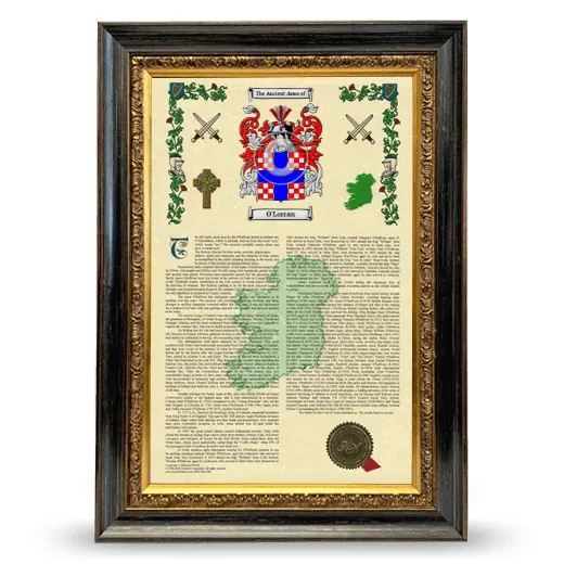 O'Lorcan Armorial History Framed - Heirloom