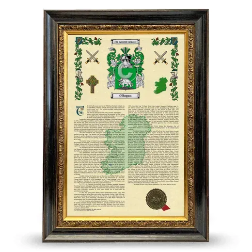 O'Rogan Armorial History Framed - Heirloom