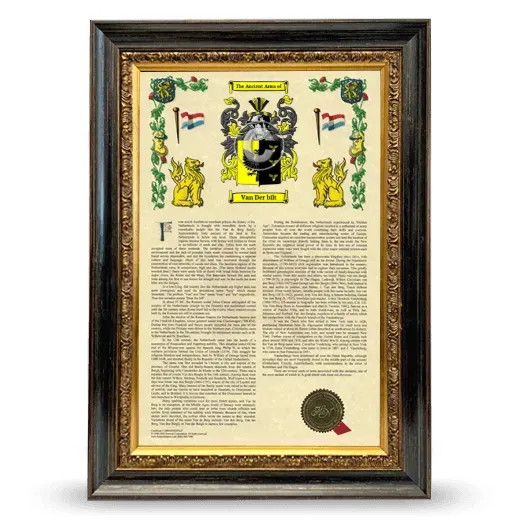 Van Der bilt Armorial History Framed - Heirloom