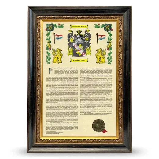Van Der veen Armorial History Framed - Heirloom