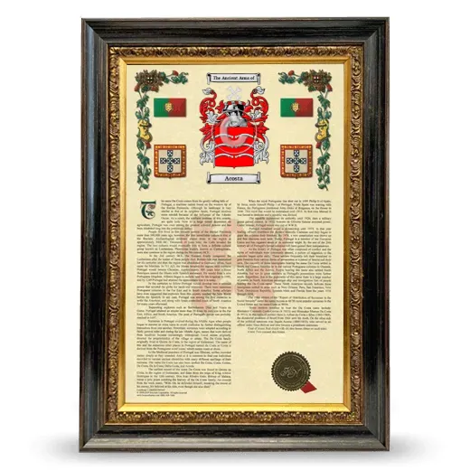 Acosta Armorial History Framed - Heirloom