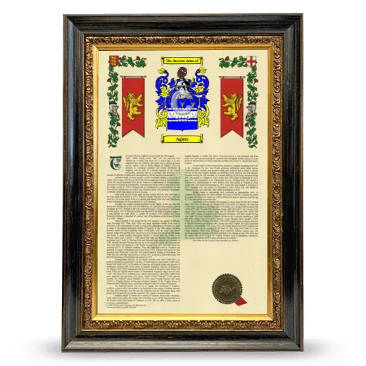 Agass Armorial History Framed - Heirloom