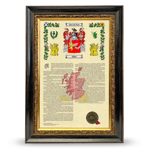 Akins Armorial History Framed - Heirloom