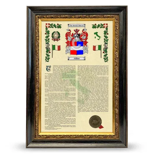 Aldino Armorial History Framed - Heirloom