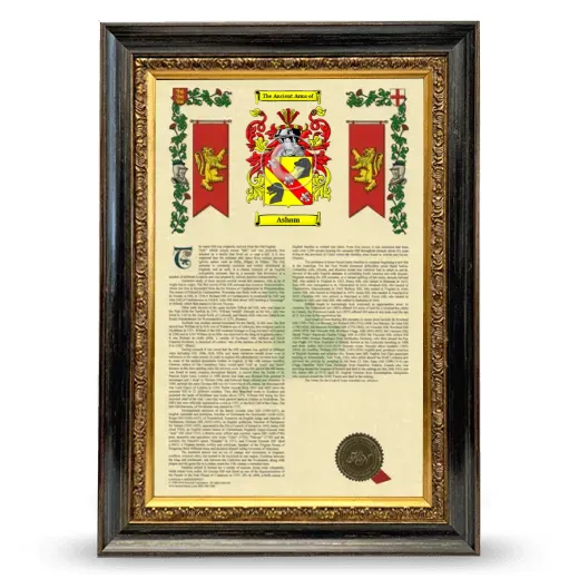 Asham Armorial History Framed - Heirloom