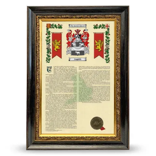 Asquith Armorial History Framed - Heirloom