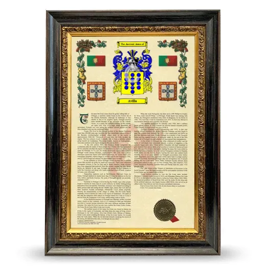 Avilla Armorial History Framed - Heirloom
