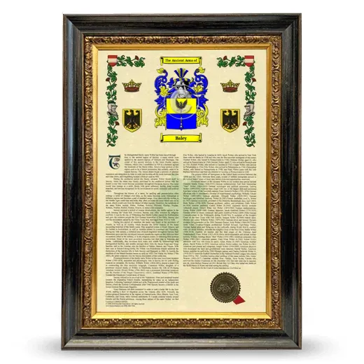 Baley Armorial History Framed - Heirloom