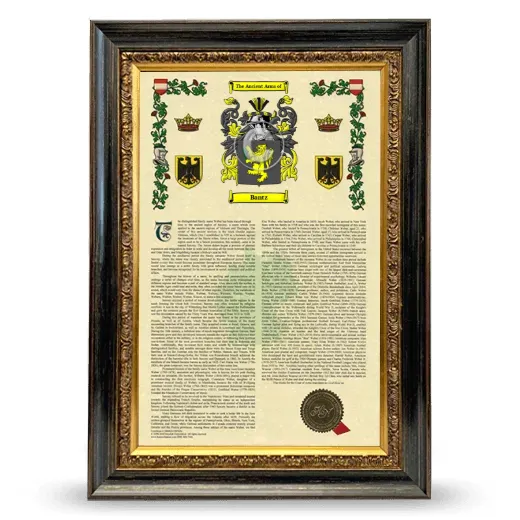 Bantz Armorial History Framed - Heirloom