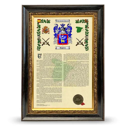 Baquera Armorial History Framed - Heirloom
