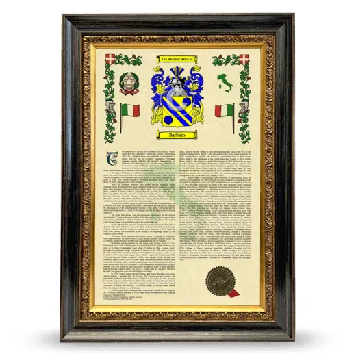 Barbaro Armorial History Framed - Heirloom