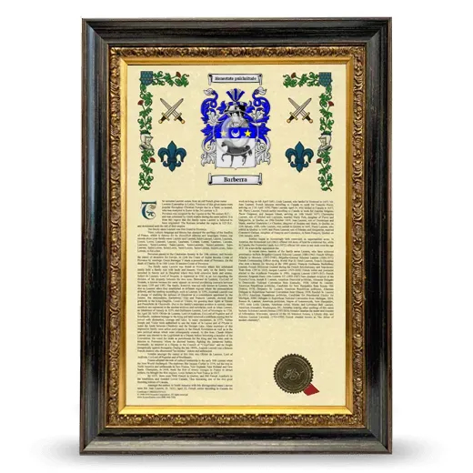 Barberra Armorial History Framed - Heirloom