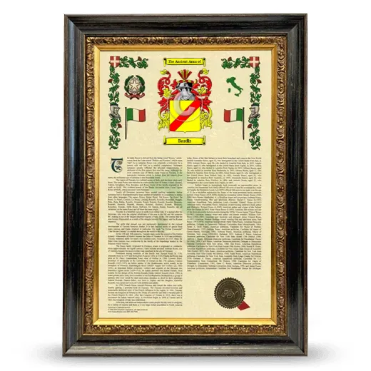 Bardis Armorial History Framed - Heirloom