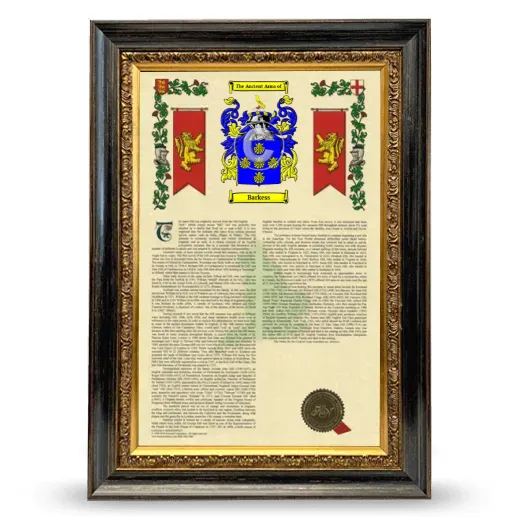 Barkess Armorial History Framed - Heirloom