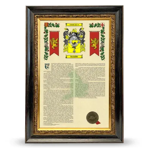 Barnabie Armorial History Framed - Heirloom