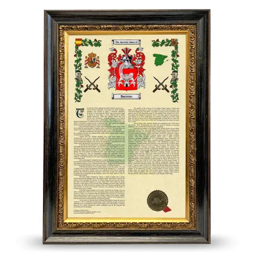 Barreno Armorial History Framed - Heirloom