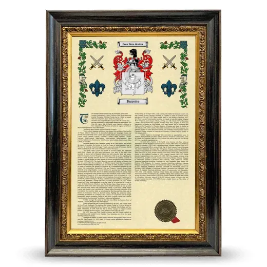 Barrette Armorial History Framed - Heirloom