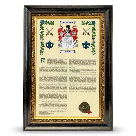 Barrote Armorial History Framed - Heirloom