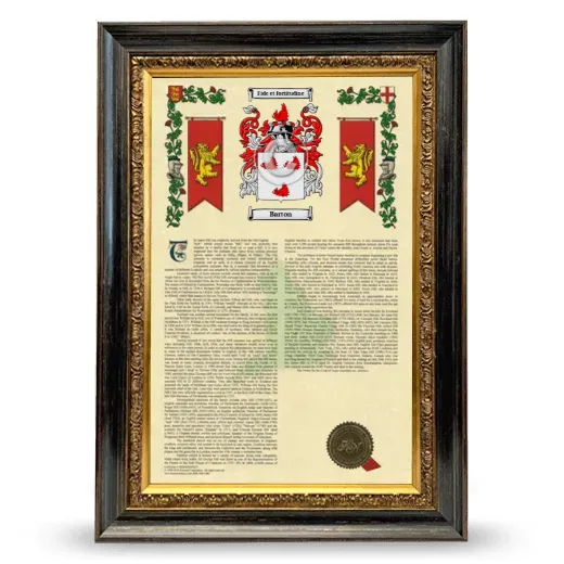 Barton Armorial History Framed - Heirloom