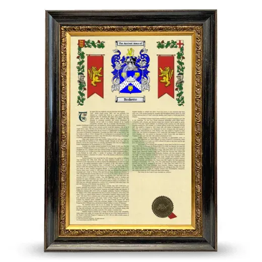 Baskette Armorial History Framed - Heirloom