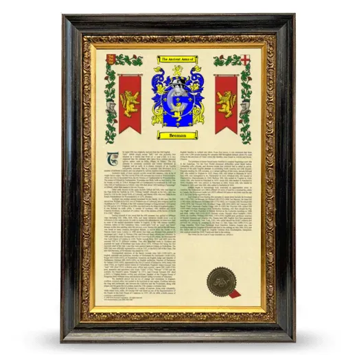 Beaman Armorial History Framed - Heirloom