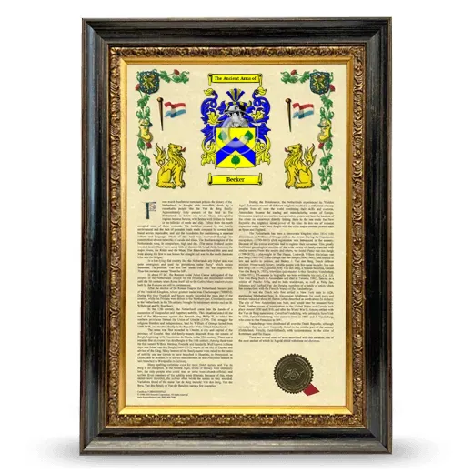 Becker Armorial History Framed - Heirloom