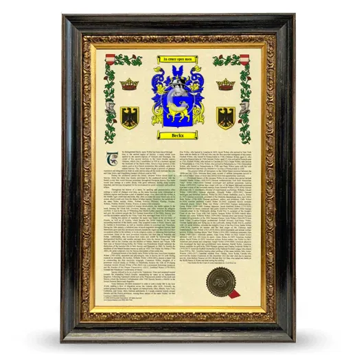 Beckx Armorial History Framed - Heirloom