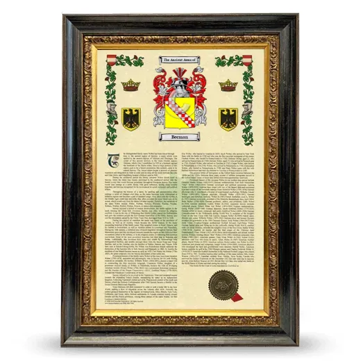 Becman Armorial History Framed - Heirloom