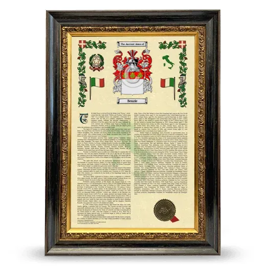 Benzie Armorial History Framed - Heirloom