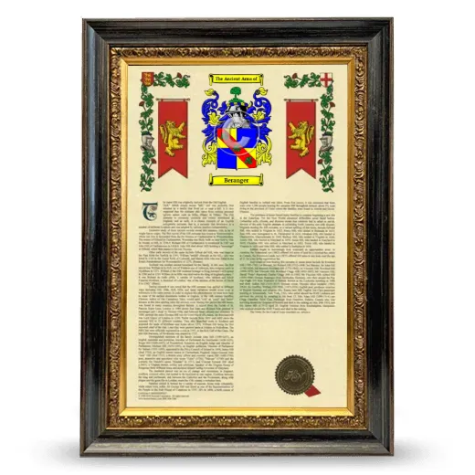 Beranger Armorial History Framed - Heirloom