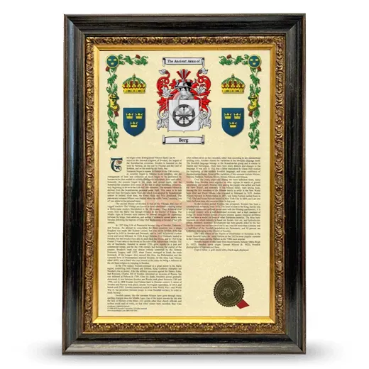Berg Armorial History Framed - Heirloom