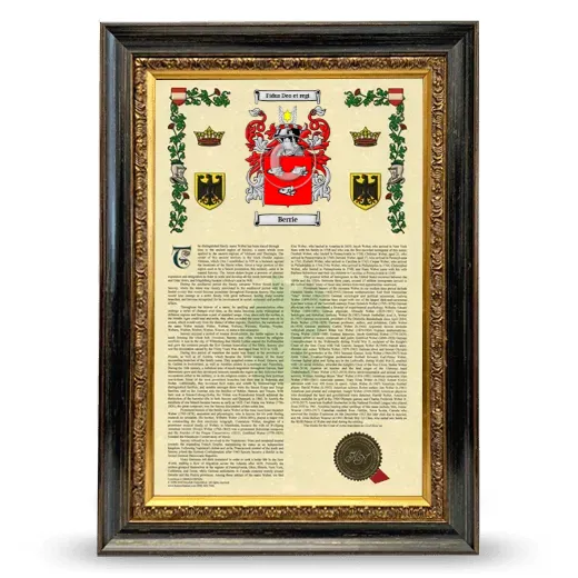 Berrie Armorial History Framed - Heirloom