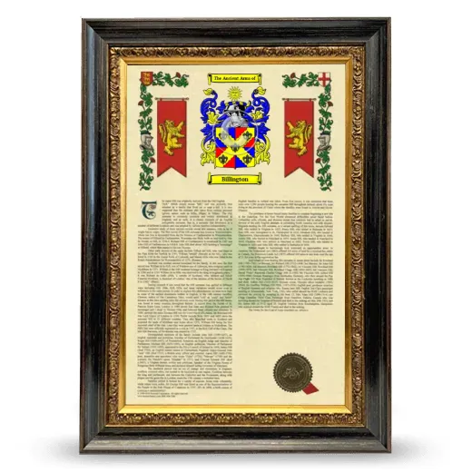 Billington Armorial History Framed - Heirloom