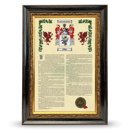 Billips Armorial History Framed - Heirloom
