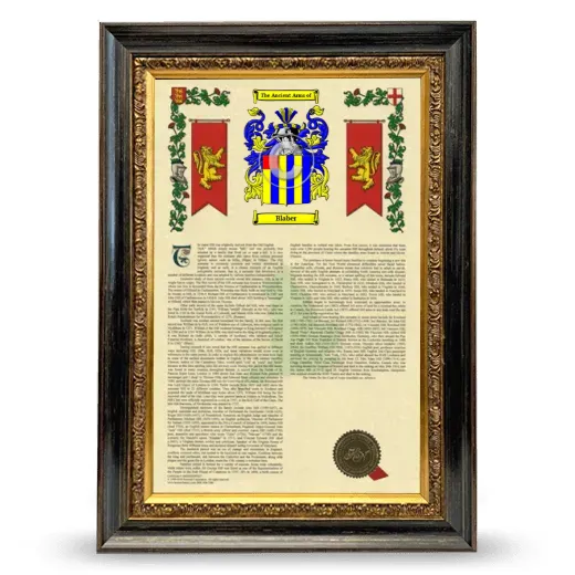 Blaber Armorial History Framed - Heirloom