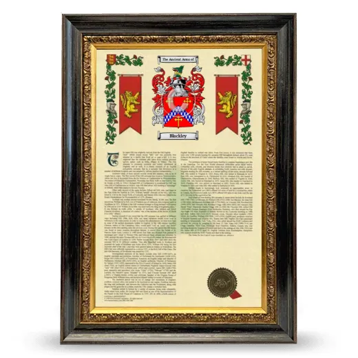 Blackley Armorial History Framed - Heirloom
