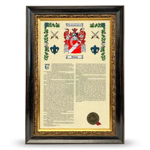 Blaison Armorial History Framed - Heirloom