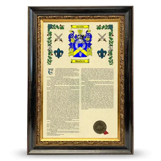 Blanchette Armorial History Framed - Heirloom