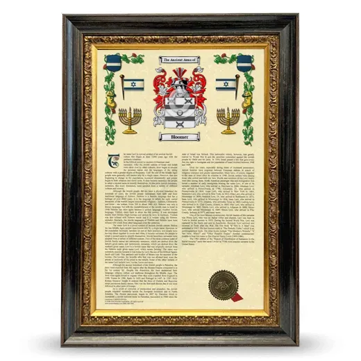 Bloomer Armorial History Framed - Heirloom