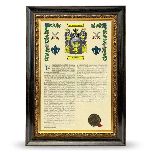 Bluteau Armorial History Framed - Heirloom