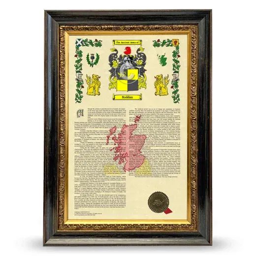 Boddan Armorial History Framed - Heirloom