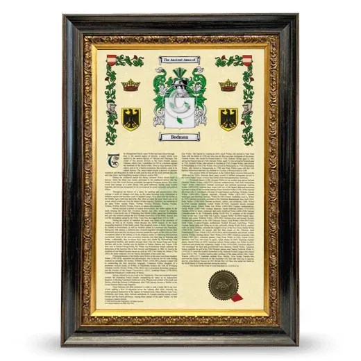 Bodman Armorial History Framed - Heirloom