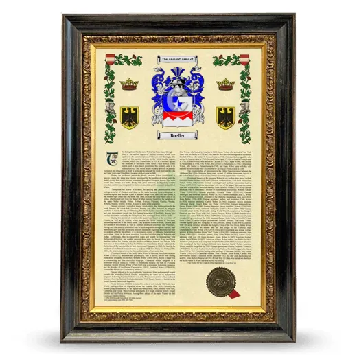 Boeller Armorial History Framed - Heirloom