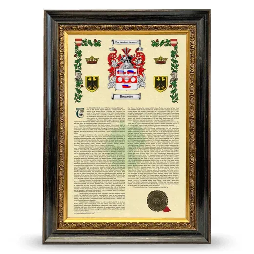 Bonnette Armorial History Framed - Heirloom