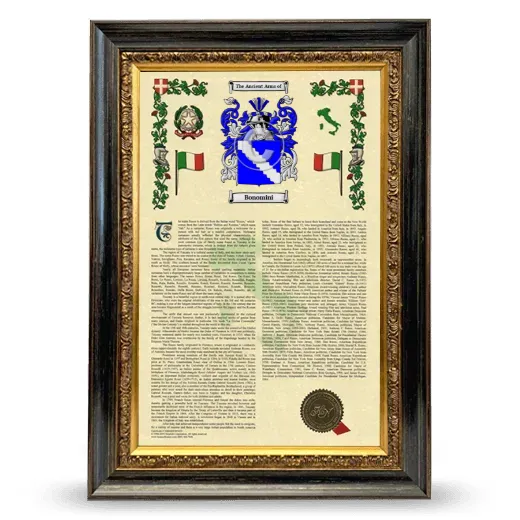 Bonomini Armorial History Framed - Heirloom