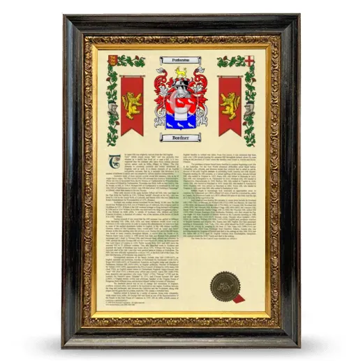 Bordner Armorial History Framed - Heirloom