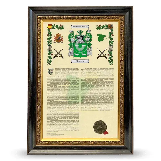 Borrego Armorial History Framed - Heirloom