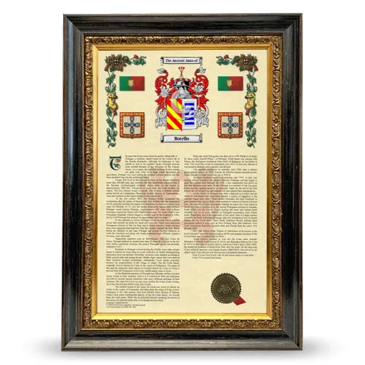 Botello Armorial History Framed - Heirloom