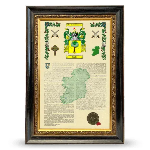 Boyles Armorial History Framed - Heirloom