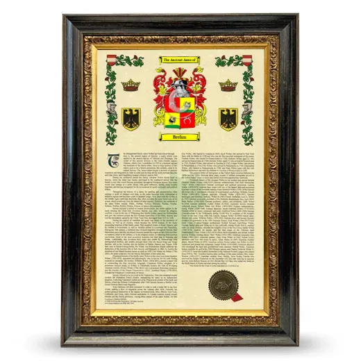 Brehm Armorial History Framed - Heirloom